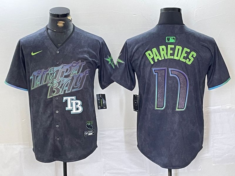 Men Tampa Bay Rays #17 Paredes Black City Edition Nike 2024 MLB Jersey style 4